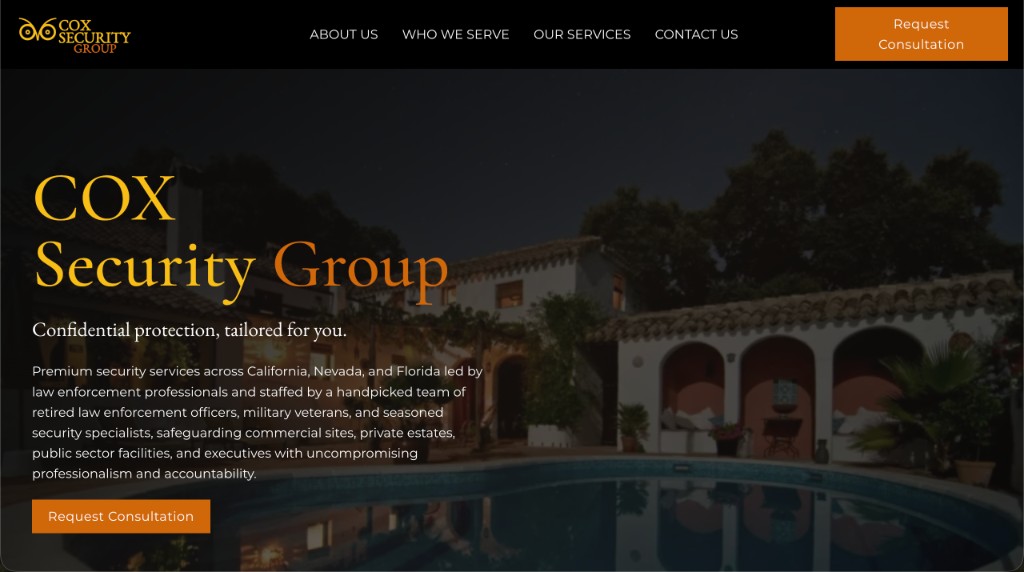 Cox Security Group website preview