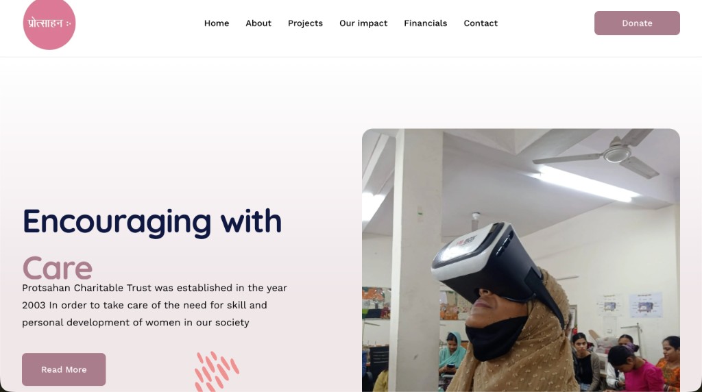 Protsahan website preview