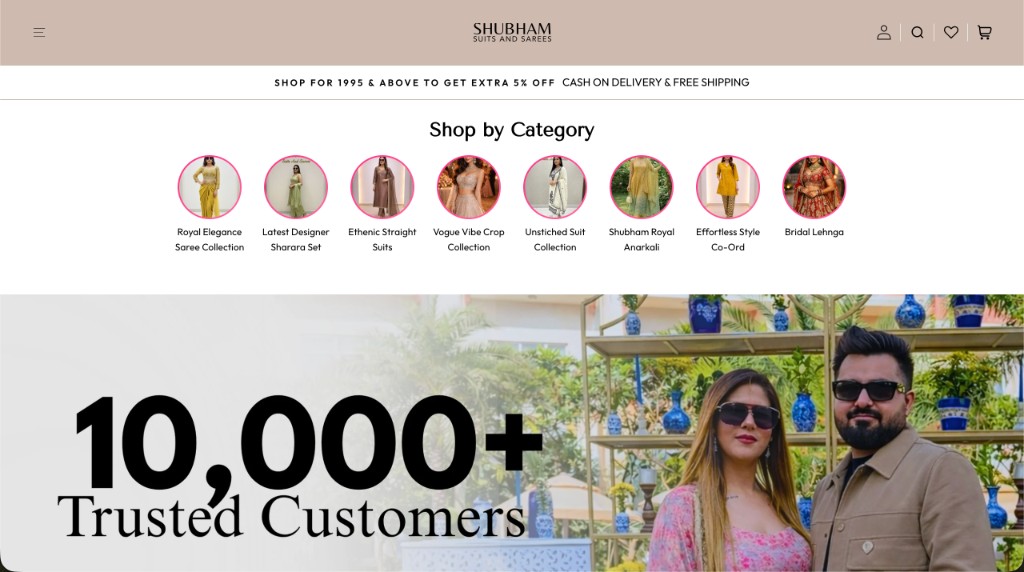 Shubham Suits & Sarees website preview