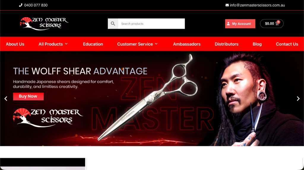Zen Master Scissors website preview